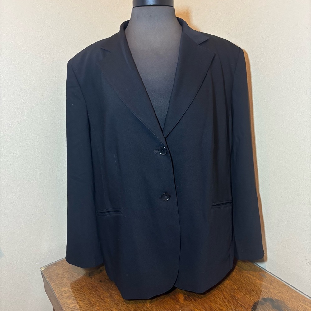Talbots Black Classic Two-Button Women's Wool Blazer, 18P, petite plus